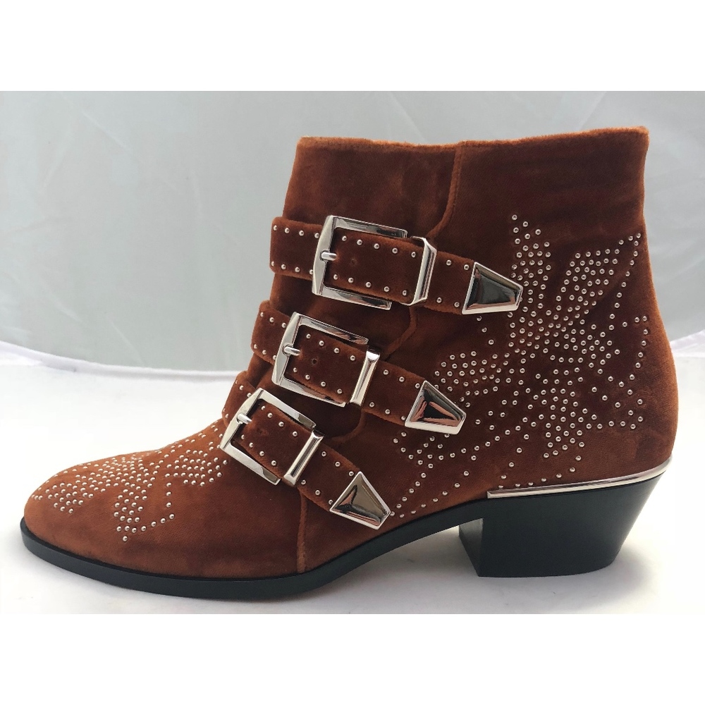 New Chloe Susanna Brown (ochre) Velvet Boots SZ 37 - Picture 3 of 8